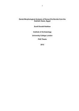 Dental Morphological Analysis of Roman Era Burials from the Dakhleh Oasis, Egypt