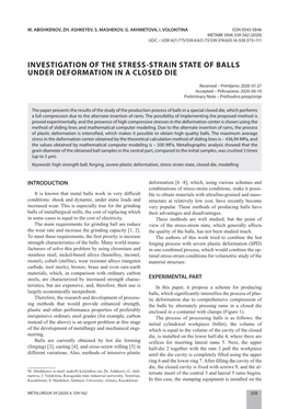 Investigation of the Stress-Strain State of Balls Under Deformation in a Closed Die