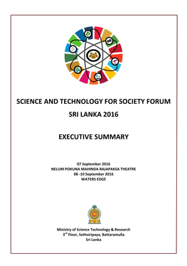 STS Forum 2016 Sri Lanka – Executive Summary