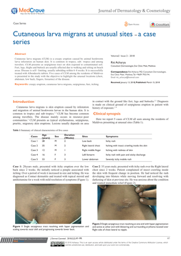 Cutaneous Larva Migrans at Unusual Sites ‒ a Case Series