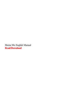 Meizu Mx English Manual