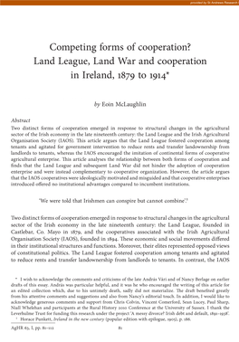 Land League, Land War and Cooperation in Ireland, 1879 to 1914*