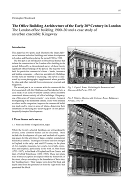 The Office Building Architecture of the Early 20Th Century in London the London Office Building 1900–30 and a Case Study of an Urban Ensemble: Kingsway