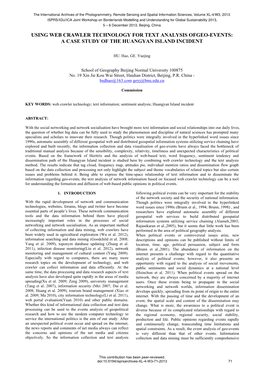 Using Web Crawler Technology for Text Analysis Ofgeo-Events: a Case Study of the Huangyan Island Incident