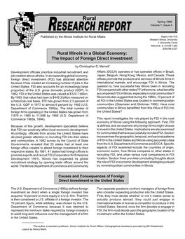 Foreign Investment to Their Aspects of FDI Examined Include the Countries of Origin, Respective States