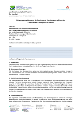 Landkreis Ludwigslust-Parchim Der Landrat Nutzungsvereinbarung Für