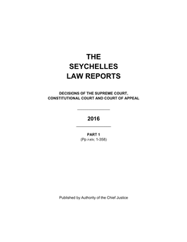 The Seychelles Law Reports