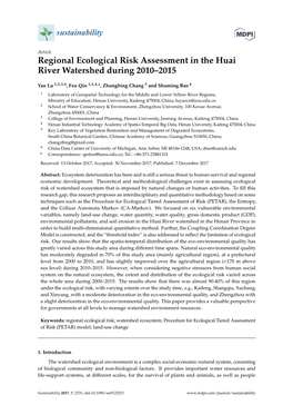 Regional Ecological Risk Assessment in the Huai River Watershed During 2010–2015