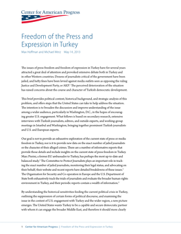 Freedom of the Press and Expression in Turkey Max Hoffman and Michael Werz May 14, 2013