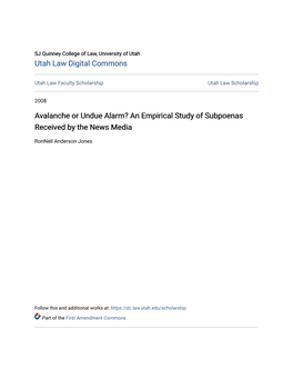 An Empirical Study of Subpoenas Received by the News Media