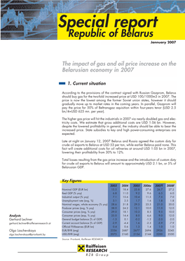 Special Report Republic of Belarus Jannuary 2007