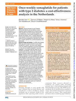 Once-Weekly Semaglutide for Patients with Type 2 Diabetes