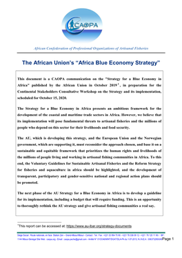 The African Union‟S “Africa Blue Economy Strategy”