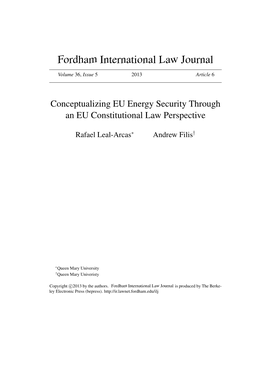 Conceptualizing EU Energy Security Through an EU Constitutional Law Perspective