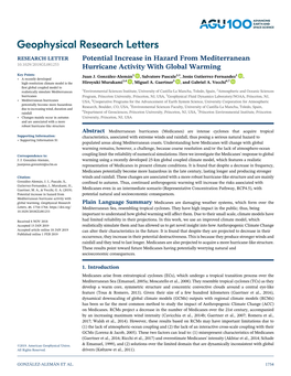 Potential Increase in Hazard from Mediterranean Hurricane Activity
