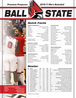 2016-17 BSU MBB Prospectus.Indd