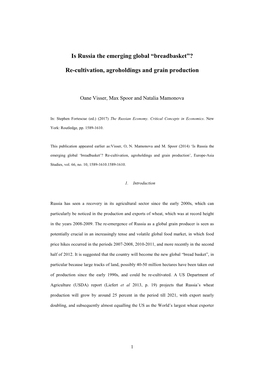 Land Grabbing and Financialization of Agriculture in Russia