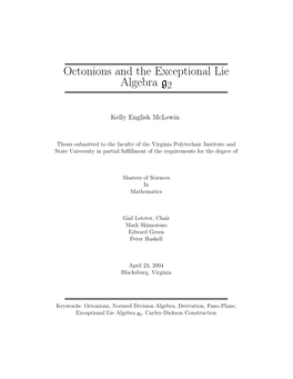 Octonions and the Exceptional Lie Algebra G2