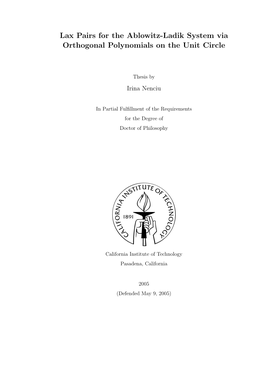 Lax Pairs for the Ablowitz-Ladik System Via Orthogonal Polynomials on the Unit Circle