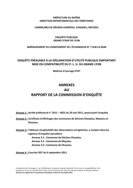 Annexes Au Rapport De La Commission D'enquête