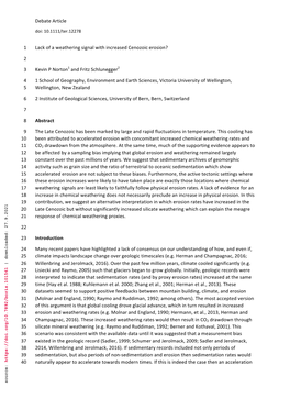 Debate Article Lack of a Weathering Signal with Increased Cenozoic