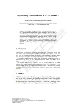 Implementing Mobile DRM with MPEG-21 and OMA