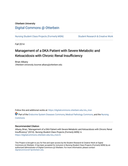 Management of a DKA Patient with Severe Metabolic and Ketoacidosis with Chronic Renal Insufficiency