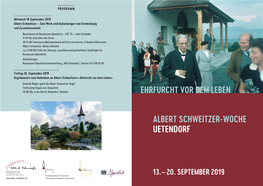 Albert Schweitzer-Woche Uetendorf Ehrfurcht Vor