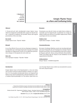 Ectopic Thymic Tissue As a Rare and Confusing Entity