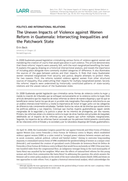 The Uneven Impacts of Violence Against Women Reform in Guatemala: Intersecting Inequalities and the Patchwork State