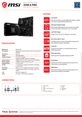 MSI Z390-A PRO Datasheet