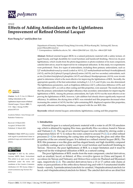 Effects of Adding Antioxidants on the Lightfastness Improvement of Refined Oriental Lacquer