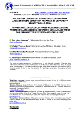 Multimedia Conceptual Representations of Work Areas in Social Education Prepared by University Students (2015-2018)