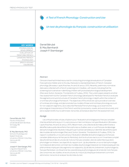Construction and Use Un Test De Phonologie Du Français