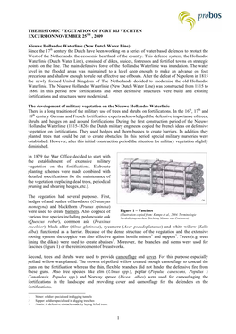 THE HISTORIC VEGETATION of FORT BIJ VECHTEN EXCURSION NOVEMBER 25TH , 2009 Nieuwe Hollandse Waterlinie (New Dutch Water Line) S