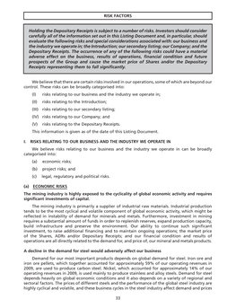 RISK FACTORS Holding the Depositary Receipts Is Subject to A