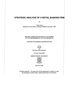 Strategic Analysis of a Retail Banking Firm