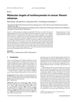 Molecular Targets of Isothiocyanates in Cancer: Recent Advances