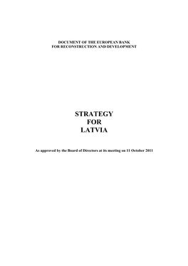 Country Strategy for Latvia [EBRD