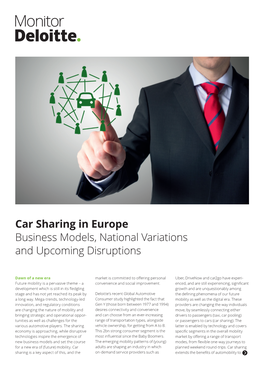 Car Sharing in Europe Business Models, National Variations and Upcoming Disruptions