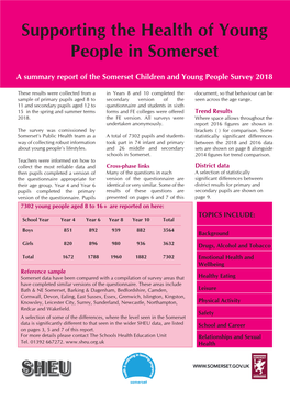 SOMERSET 2018 � 32% (32%) Said They Have Had an Accident in the Last 12 SURVEY and the SHEU WIDER SAMPLE Months That Was Treated at a Hospital Or by a Doctor