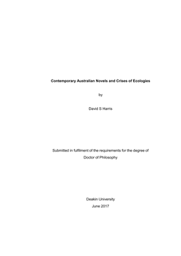 Contemporary Australian Novels and Crises of Ecologies by David S