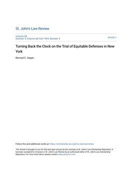 Turning Back the Clock on the Trial of Equitable Defenses in New York