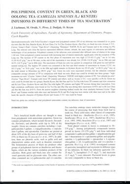 Polyphenol Content in Green, Black and Infusions in Different Times of Tea Maceration