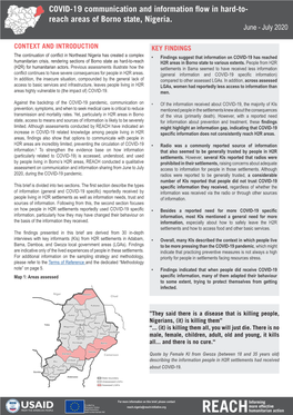 COVID-19 Communication and Information Flow in Hard-To- Reach Areas of Borno State, Nigeria