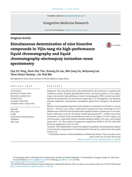 Simultaneous Determination of Nine Bioactive Compounds in Yijin-Tang