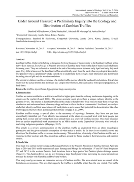 A Preliminary Inquiry Into the Ecology and Distribution of Zambian Truffles