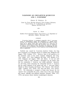 Taxonomy of Cronartium Quercuum and C. Fusiforme