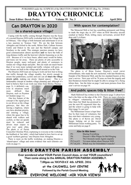 DRAYTON CHRONICLE Issue Editor: Derek Pooley Volume 39 No
