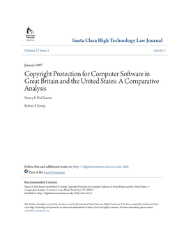 Copyright Protection for Computer Software in Great Britain and the United States: a Comparative Analysis Nancy F